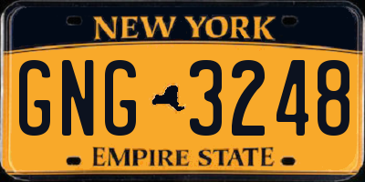 NY license plate GNG3248