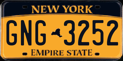 NY license plate GNG3252