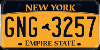 NY license plate GNG3257
