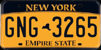 NY license plate GNG3265