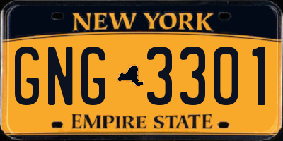 NY license plate GNG3301