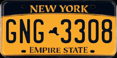 NY license plate GNG3308