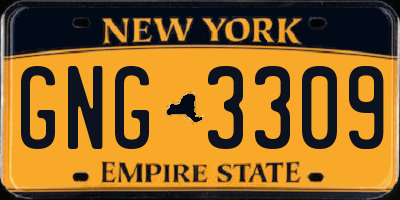 NY license plate GNG3309