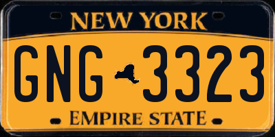 NY license plate GNG3323