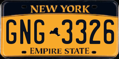 NY license plate GNG3326