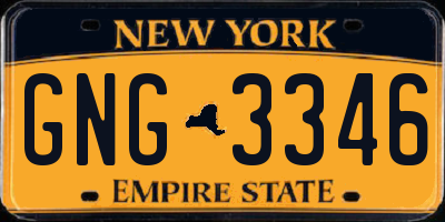 NY license plate GNG3346