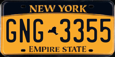 NY license plate GNG3355