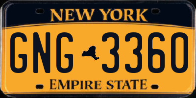 NY license plate GNG3360