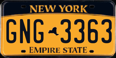 NY license plate GNG3363