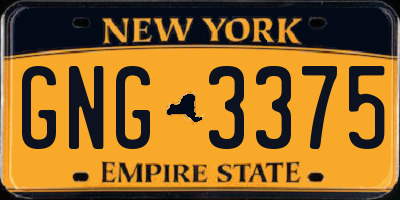 NY license plate GNG3375