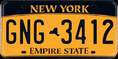 NY license plate GNG3412
