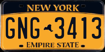 NY license plate GNG3413