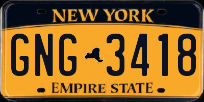 NY license plate GNG3418