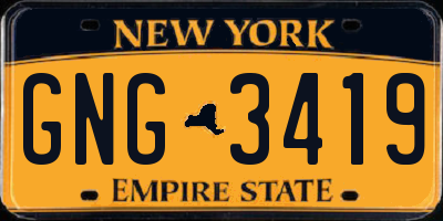 NY license plate GNG3419