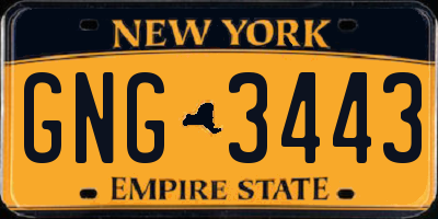 NY license plate GNG3443