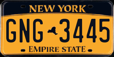 NY license plate GNG3445