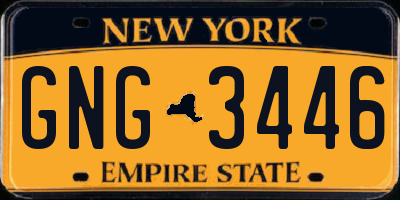 NY license plate GNG3446