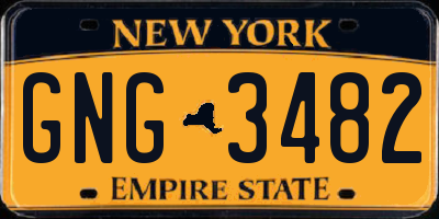 NY license plate GNG3482