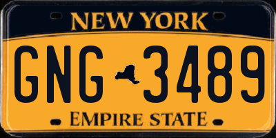 NY license plate GNG3489