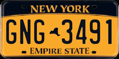 NY license plate GNG3491