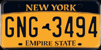 NY license plate GNG3494