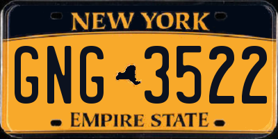 NY license plate GNG3522