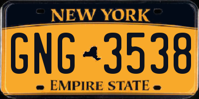 NY license plate GNG3538