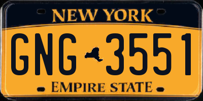 NY license plate GNG3551