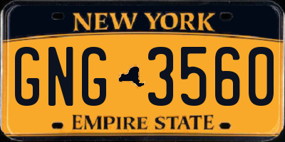 NY license plate GNG3560