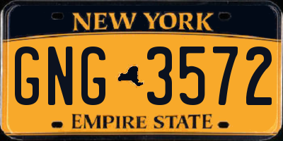 NY license plate GNG3572