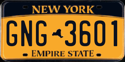 NY license plate GNG3601