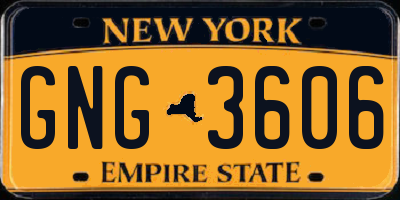 NY license plate GNG3606