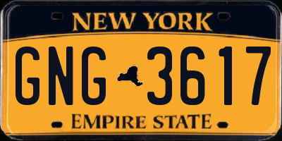 NY license plate GNG3617