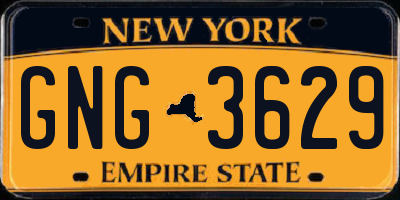 NY license plate GNG3629