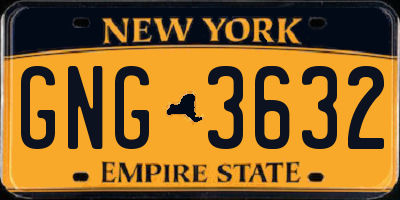 NY license plate GNG3632