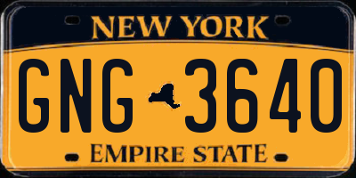 NY license plate GNG3640