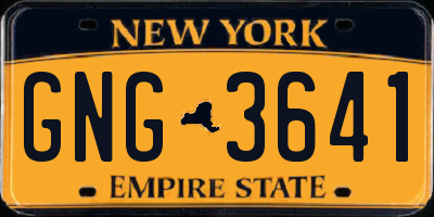 NY license plate GNG3641