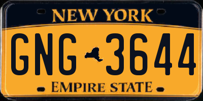 NY license plate GNG3644
