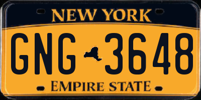 NY license plate GNG3648