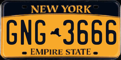 NY license plate GNG3666