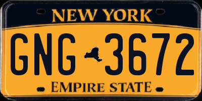 NY license plate GNG3672