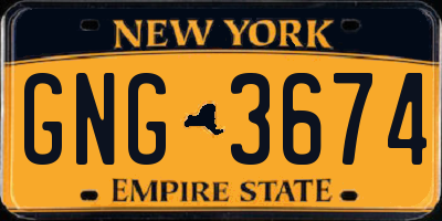 NY license plate GNG3674