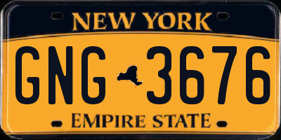 NY license plate GNG3676
