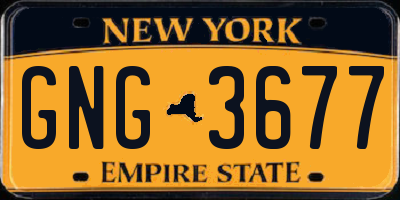 NY license plate GNG3677