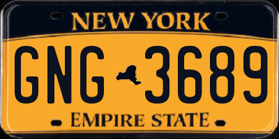 NY license plate GNG3689