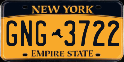 NY license plate GNG3722