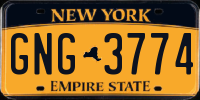 NY license plate GNG3774