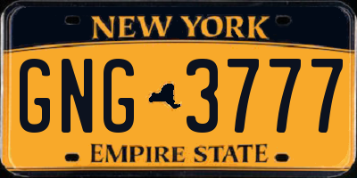 NY license plate GNG3777