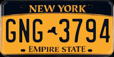 NY license plate GNG3794
