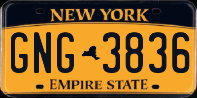 NY license plate GNG3836